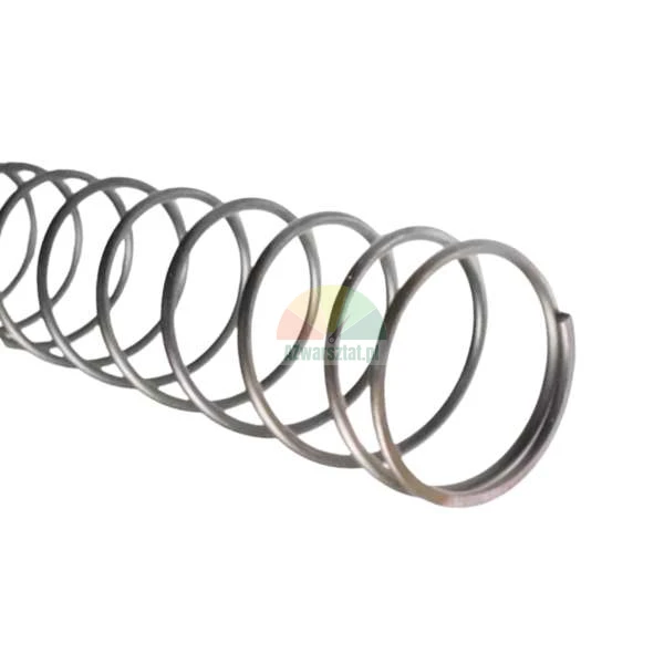 Spiralförmige Metalldruckfeder auf weißem Hintergrund.