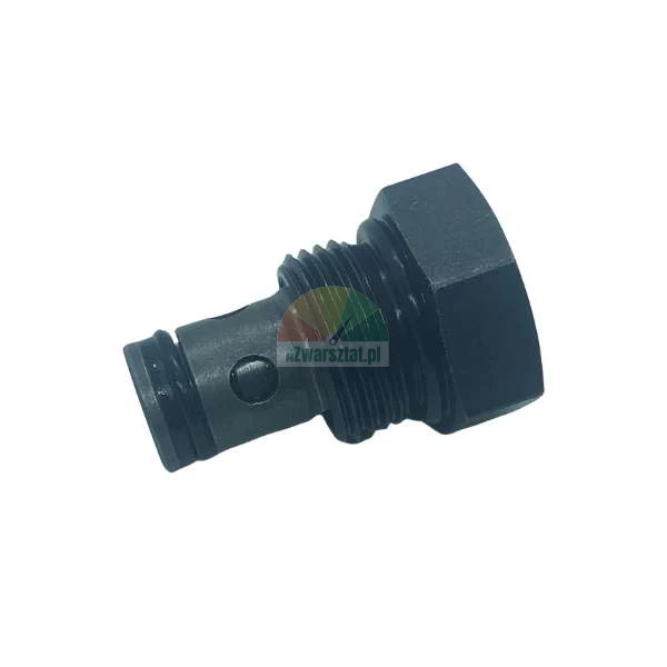 Schwarzes hydraulisches Metallteil mit Gewinde und O-Ringen