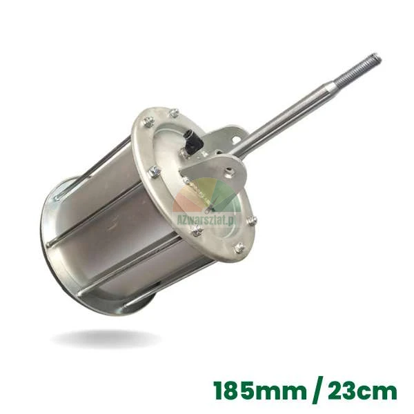Kompletter Aluminium-Abweiserzylinder 186mm mit einem 23cm langen Stift auf weißem Hintergrund.