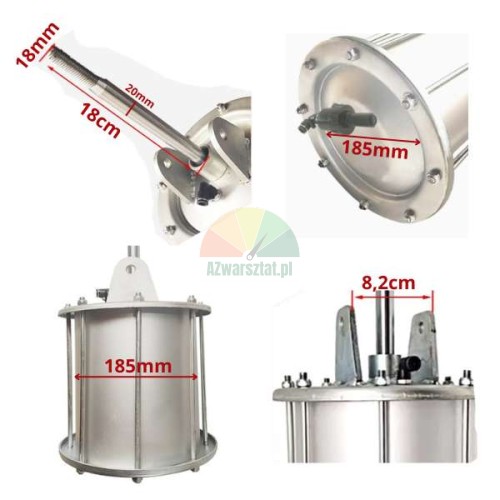 Aluminium-Fender-Zylinder 186mm mit 18cm Bolzen und technischen Maßen