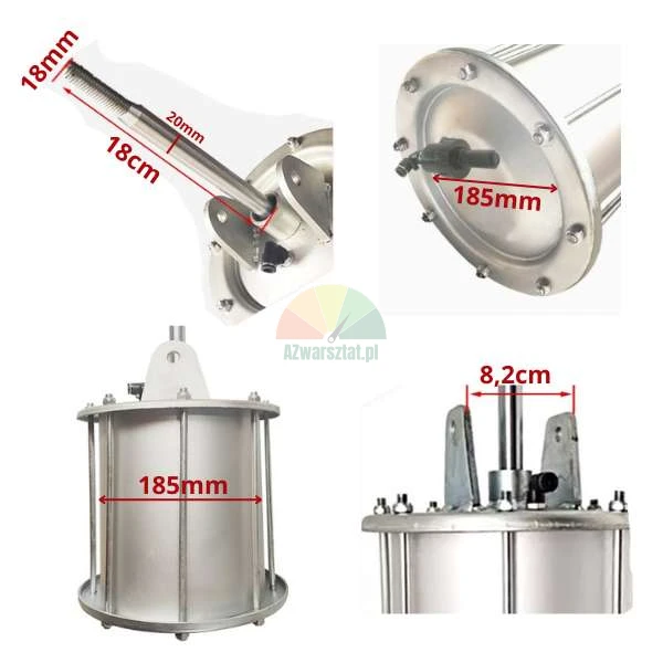 Aluminium-Fender-Zylinder 186mm mit 18cm Bolzen und technischen Maßen