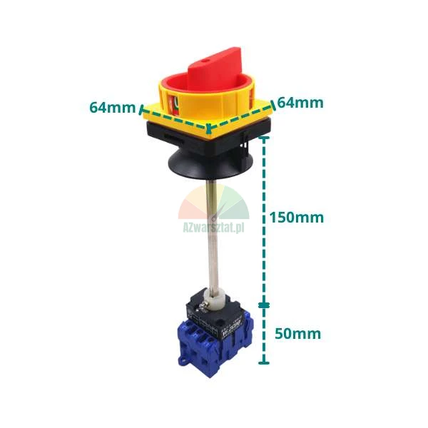 Haupt-Sicherheitsschalter 32A LW30-32/08 mit Sperre und Abmessungen