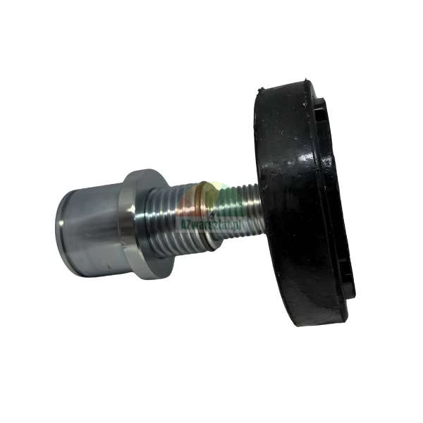 Metallgewindeschraube mit schwarzem rundem Gummifuß.