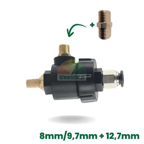 Schnellentlüftungsventil, Schlagstück-Entlastungsventil 8mm/9,7mm + 12,7mm mit Messinganschlüssen und Schalldämpfer.