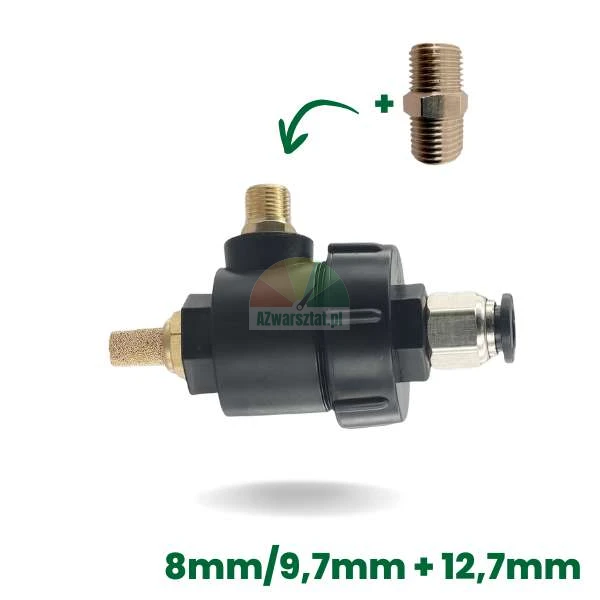 Schnellentlüftungsventil, Schlagstück-Entlastungsventil 8mm/9,7mm + 12,7mm mit Messinganschlüssen und Schalldämpfer.