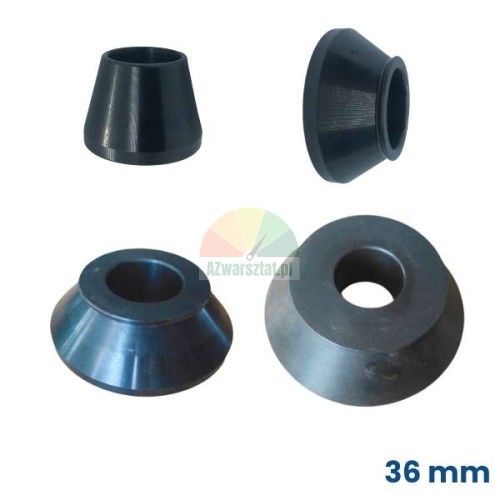 Set aus vier schwarzen Zentrierkonen für eine Radauswuchtmaschine mit einem Wellendurchmesser von 36 mm