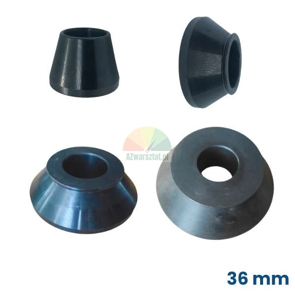 Set aus vier schwarzen Zentrierkonen für eine Radauswuchtmaschine mit einem Wellendurchmesser von 36 mm
