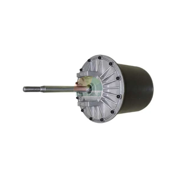 Pneumatischer Bremszylinder mit langer Kolbenstange und Metallgehäuse.