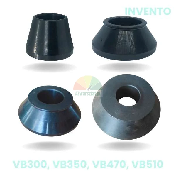 Satz von vier schwarzen Zentrierkegeln für Invento Auswuchtmaschinen Modelle VB300, VB350, VB470, VB510.