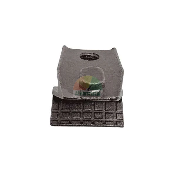 Schwarze Industrieklemme aus Metall mit gitterartiger Basis und Befestigungsschraube.