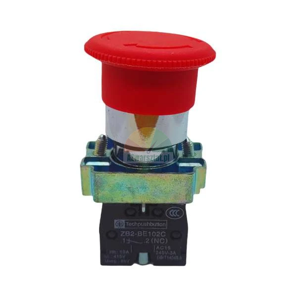 Roter Not-Aus-Pilztaster ZB2-BE102C mit Metallgehäuse und Kontaktblock