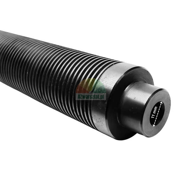 Schwarzes geripptes Metallrohr mit markiertem Innendurchmesser der Spitze von 11 mm.