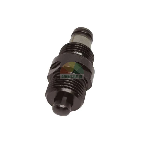 Hydraulikventil aus schwarzem Metall mit sichtbarem Gewinde und Dichtung.