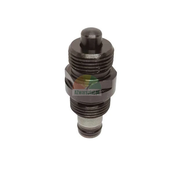 Schwarzes hydraulisches Metallbauteil mit Gewinde und Filter