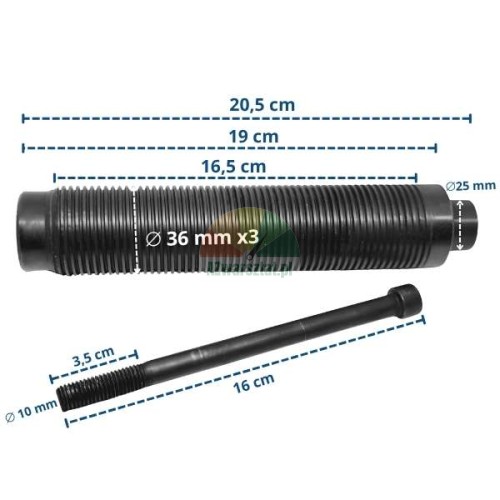Wuchtmaschinenwelle 36mm x 20,5cm mit Befestigungsschraube