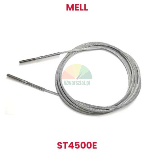 Ersatzstahlseil ST4500E für Mell Hebebühne, aufgerollt mit Metallendstücken.