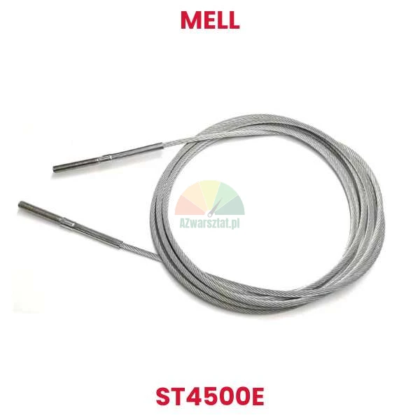 Ersatzstahlseil ST4500E für Mell Hebebühne, aufgerollt mit Metallendstücken.