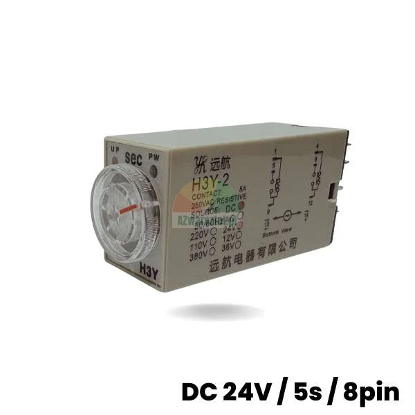 Zeitrelais H3Y-2 DC 24V, 5 Sekunden Zeitbereich, 8-polig mit Einstellrad