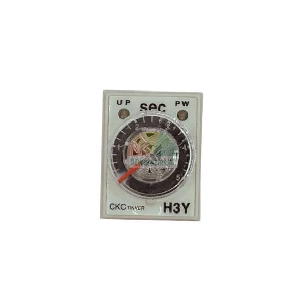 Zeitrelais CKC Tinker H3Y mit einer Skala von 0 bis 5 Sekunden und einem roten Zeiger.