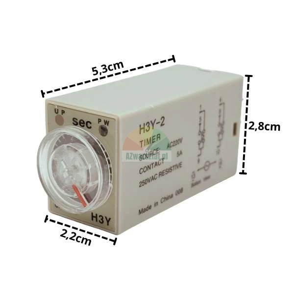 Zeitrelais AC 220V 5s 8 PIN H3Y-2 mit Abmessungen