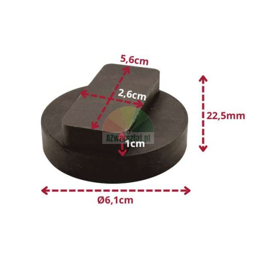 Wagenheber-Gummiauflage für BMW 3er 4er 5er, Durchmesser 6,1 cm mit Maßen.