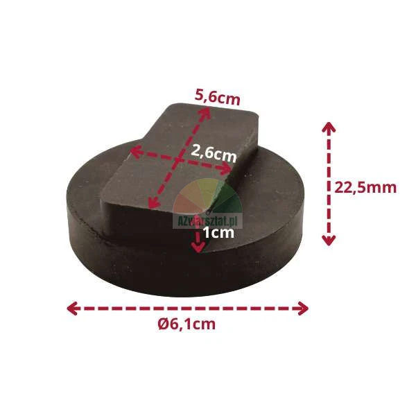 Wagenheber-Gummiauflage für BMW 3er 4er 5er, Durchmesser 6,1 cm mit Maßen.