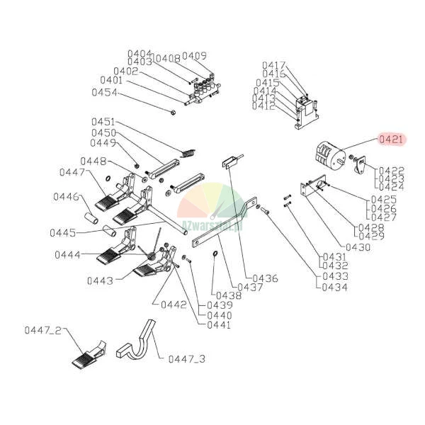 Reifenmontiermaschine-Diagramm mit markiertem 2-Stufen-Drehschalter für Invento TC 720, TC 722, TC 724