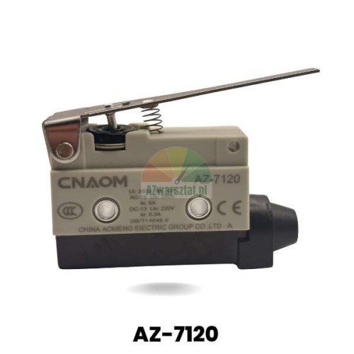 Hebel-Positionsschalter AZ-7120 CNAOM mit langem Metallhebel und Rückholfeder.