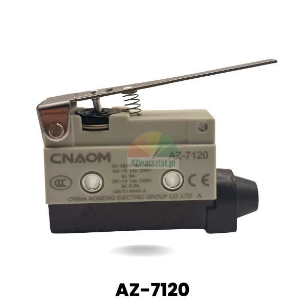 Hebel-Positionsschalter AZ-7120 CNAOM mit langem Metallhebel und Rückholfeder.