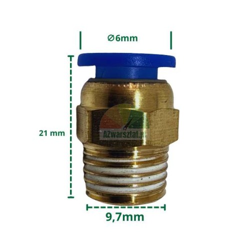 Pneumatischer Anschluss für 6mm Schlauch und 9,7mm Gewinde