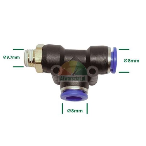 Pneumatische T-Verschraubung G9.7mm / 8mm / 8mm