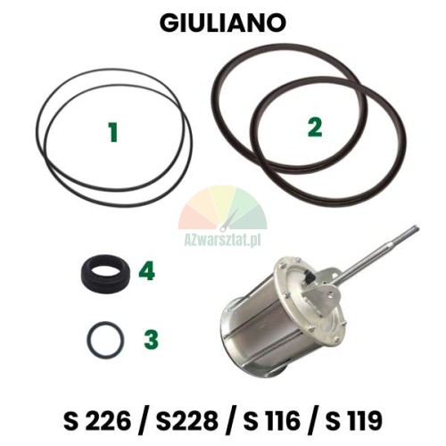 Reparatursatz für Giuliano Abdrückzylinder Modelle S226, S228, S116 und S119 inklusive Gummidichtungen
