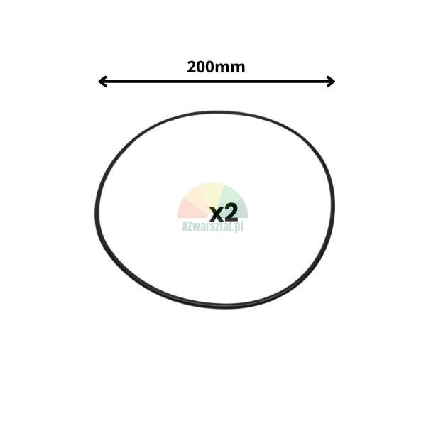 Set aus zwei schwarzen O-Ring-Dichtungen mit einem Durchmesser von 200mm.