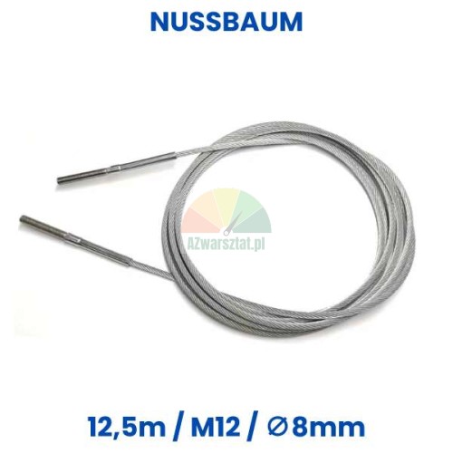 Ersatz-Stahlseil für Nussbaum Hebebühne, 12,5m Länge, M12 Gewinde, 8mm Durchmesser