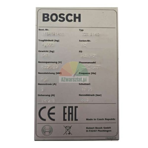 Stahlseil für Bosch VLH 2140 Hebebühne - Typenschild