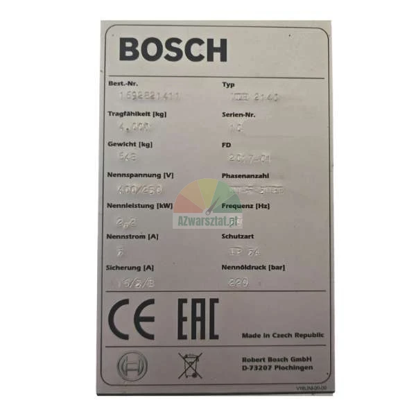 Stahlseil für Bosch VLH 2140 Hebebühne - Typenschild