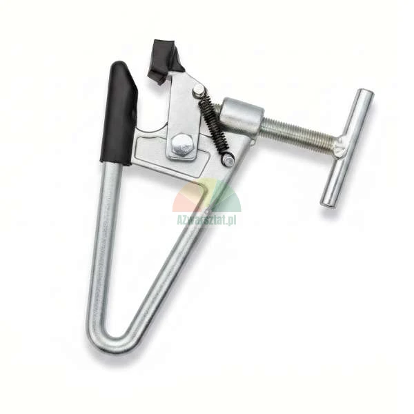 Manueller Fliesenschneider aus Metall mit T-Griff-Schraubmechanismus und schwarzen Gummischutzbacken.