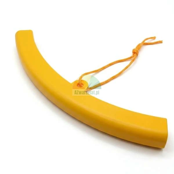 Gelber gebogener Kunststoff-Felgenschutz mit einer orangefarbenen Sicherheitsschnur