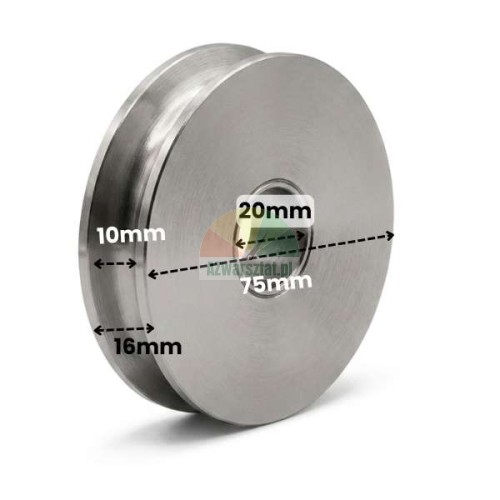 Umlenkrolle für Stahlseil 75mm, Bohrung 20mm