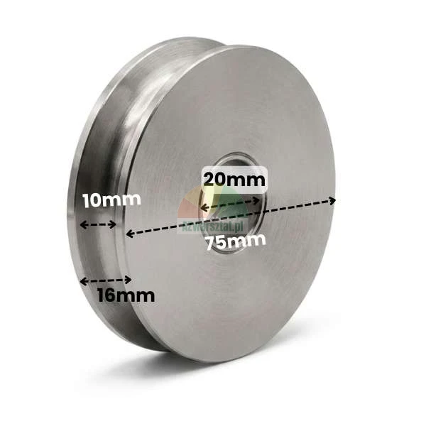Umlenkrolle für Stahlseil 75mm, Bohrung 20mm