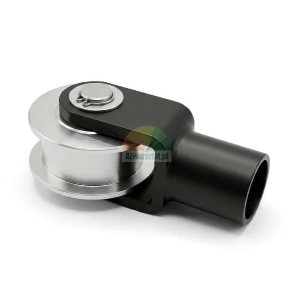 Umlenkrolle für Zweisäulen-Hebebühne mit 36mm Halterung, Kettenrad in schwarzem Haltebock.