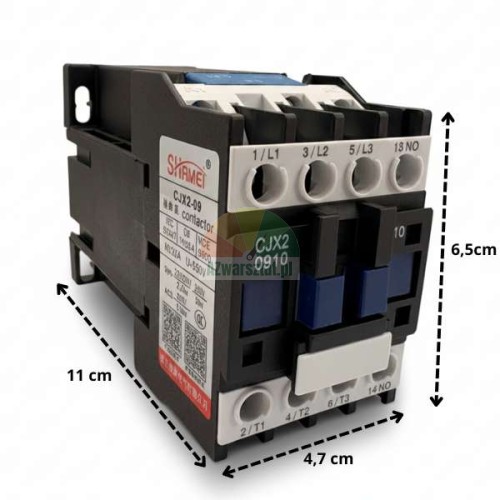 Motorschütz 24V DC CJX2 0910 mit Abmessungen 11x6,5x4,7 cm