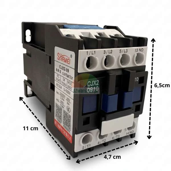 Motorschütz 24V DC CJX2 0910 mit Abmessungen 11x6,5x4,7 cm