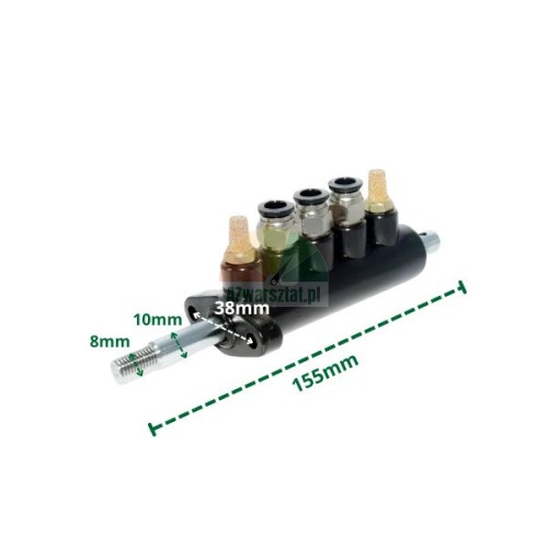 Schwarzer Ventilblock aus Kunststoff Typ A mit 155mm Abmessungen
