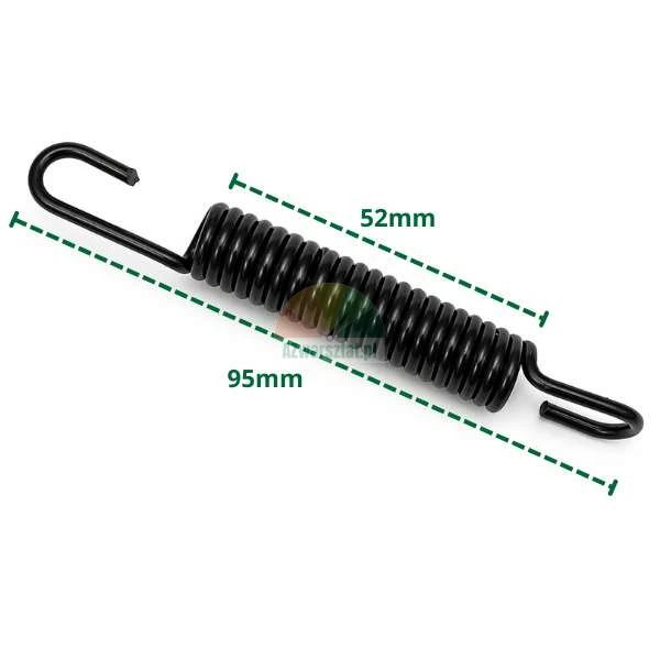 Schwarze 9,5 cm Zugfeder mit Maßen