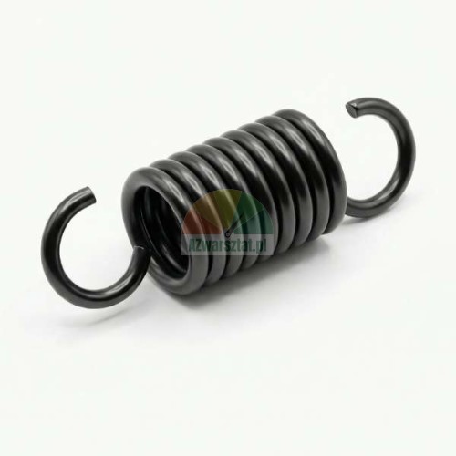 Schwarze Metall-Pedalrückholfeder mit zwei Haken auf weißem Hintergrund