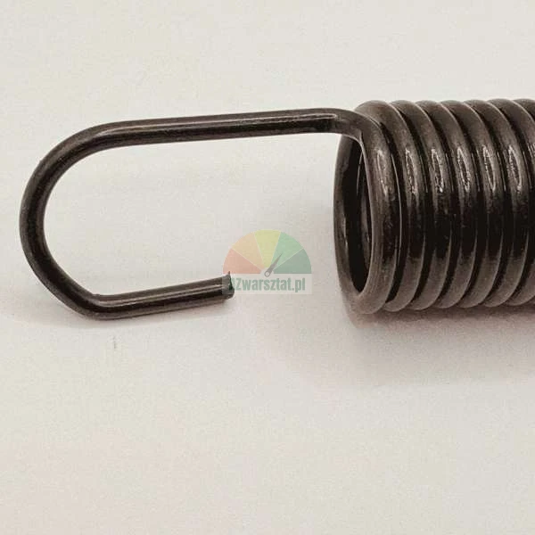 Schwarze metallische Zugfeder mit Haken.