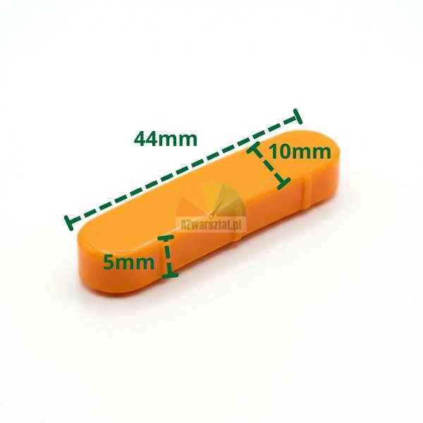 Orange Kunststoffabdeckung für Montageschuh mit Maßen 44 mm und 10 mm