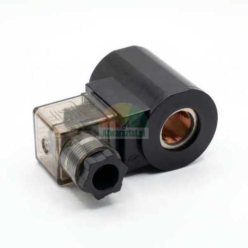 Magnetspule 16mm 24V DC mit Stecker und schwarzem Gehäuse
