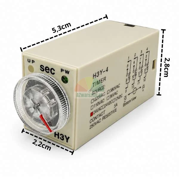 Zeitrelais H3Y-4 24V AC 5s 14 PIN Abmessungen 5.3x2.8x2.2cm